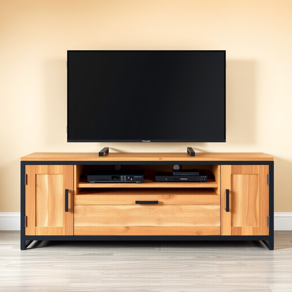 Rack TV con estantes y puertas