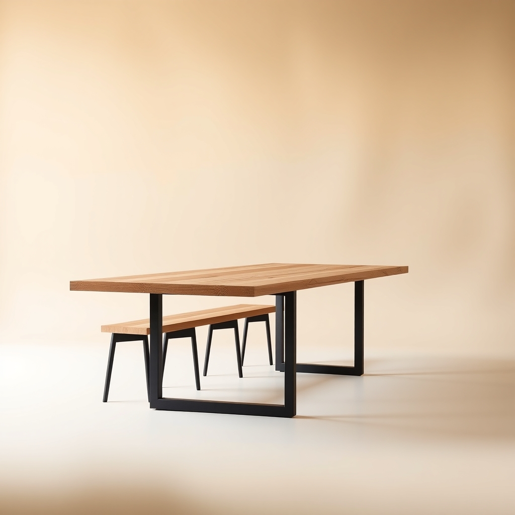 Mesa de comedor pino y hierro